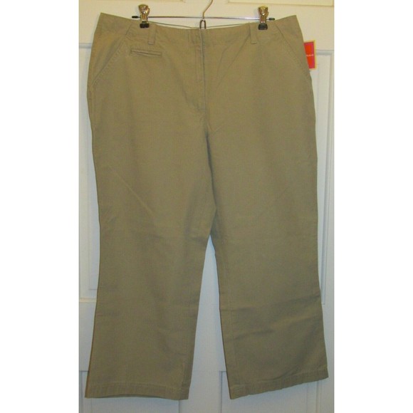 Isaac Mizrahi Women's Beige Mid-Rise Cotton Khaki Capri Pants Size 14 - Picture 1 of 8